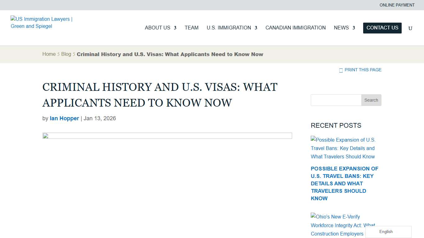 Criminal History and U.S. Visas: What Applicants Need to Know Now | US Immigration Lawyers | Green and Spiegel